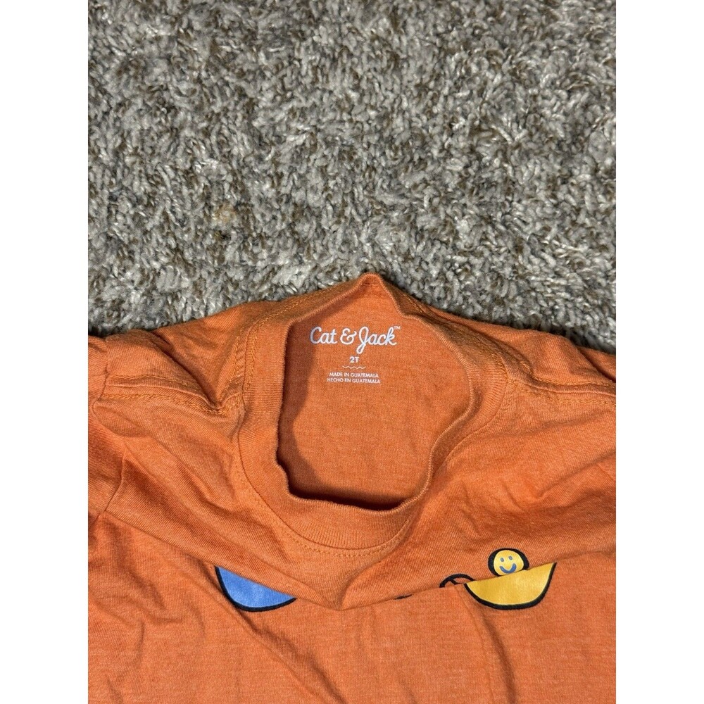 Cat & Jack Toddler Boys 2T Peace Sign Hands Graphic T-Shirt Orange Cotton Blend - Picture 5 of 7